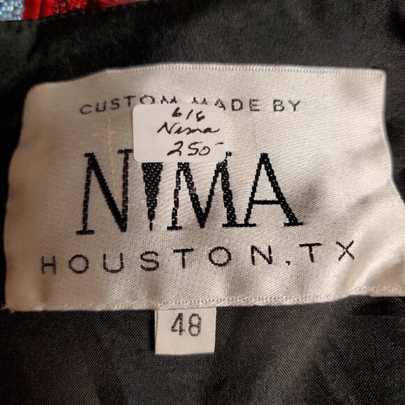 Custom Made By NIMA Womens Black Satiny Formal Beaded Sleeveless Top Size 48 - Picture 3 of 8